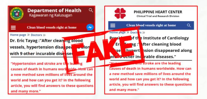 DOH warns public vs. fake website using ex-official's name